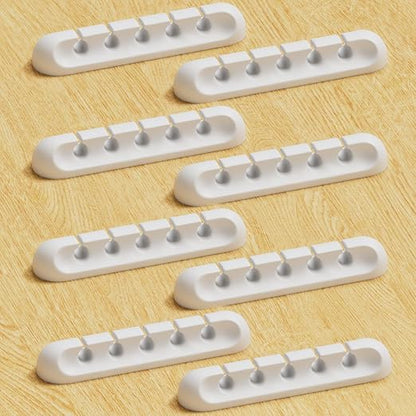 USB Cable Organizer Clips Cord Holder, 8 Packs White Self Adhesive Desk Cord by Apromisith