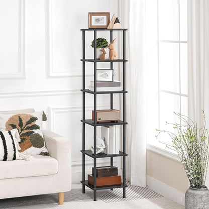 HOOBRO 6-Tier Corner Shelf, Corner Square Rack Display Shelf, Tall Storage Rack - Image 2