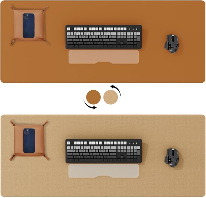 DAWNTREES Dual Sided Desk Mat, Leather Desk Pad, Cork Desk Mat Protector - Image 2