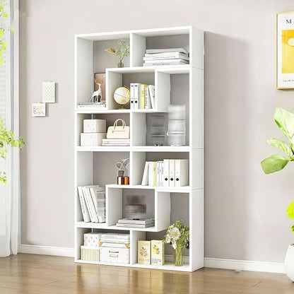 Expandable Bookcase with Adjustable Width, Wooden Room Divider Bookshelf by Unknown