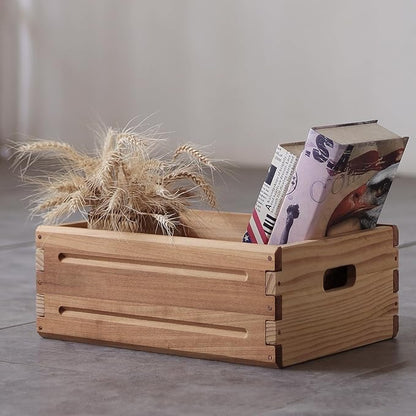 1 Pack Wooden Storage Bin of 16"x12"x6.25".Durable Open Solid Wood Box - Image 4