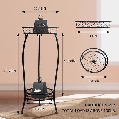 Plant Stand Indoor Outdoor 2 Tier 27" Tall Metal Potted Holder Rack Flower Pot - Image 3