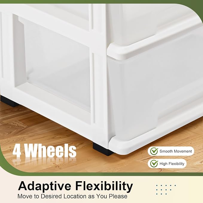Plastic Drawer Storage Organizer Rolling Cart, Vertical Storage Tower Container - Image 7