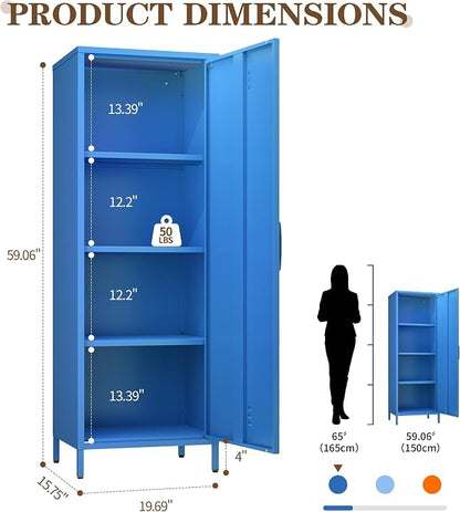 Metal Locker Storage Cabinets 59.06"H Navy Blue Locking File Cabinets Kitchen - Image 3