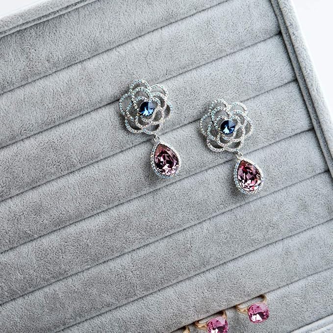 Oirlv Velvet 7 Slots Ring Earrings Studs Tray Showcase Display Jewelry Organizer - Image 5