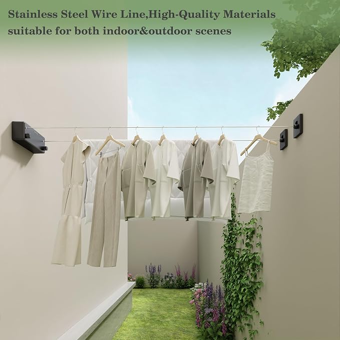 Danpoo Retractable Clothesline Outdoor Heavy Duty, 2x13.8ft Stainless Steel - Image 3