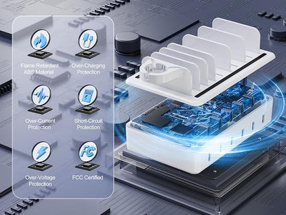 Charging Station for Multiple Devices, 6 Port 50W Fast Multi Charger Station - Image 3