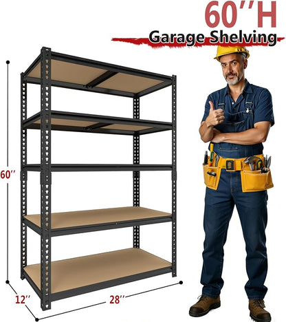 Heavy Duty Garage Shelving, 5-Tier Garage Storage Shelves, 2400LBS Storage - Image 2