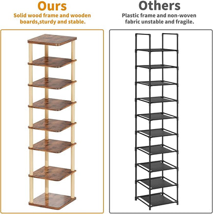 LUCKNOCK Vertical Shoe Rack, 8-Tier Tall Narrow Shoe Organizer - Image 8