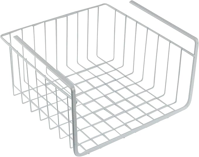White Wire Under-Shelf Storage Basket, 10-Inch – Durable Organization Solution by SouthernHomewares