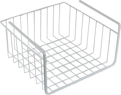 White Wire Under-Shelf Storage Basket, 10-Inch – Durable Organization Solution by SouthernHomewares
