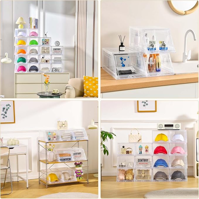 4 Pack Hat Organizer for Baseball Caps, Large Clear Cap Organizer - Image 7