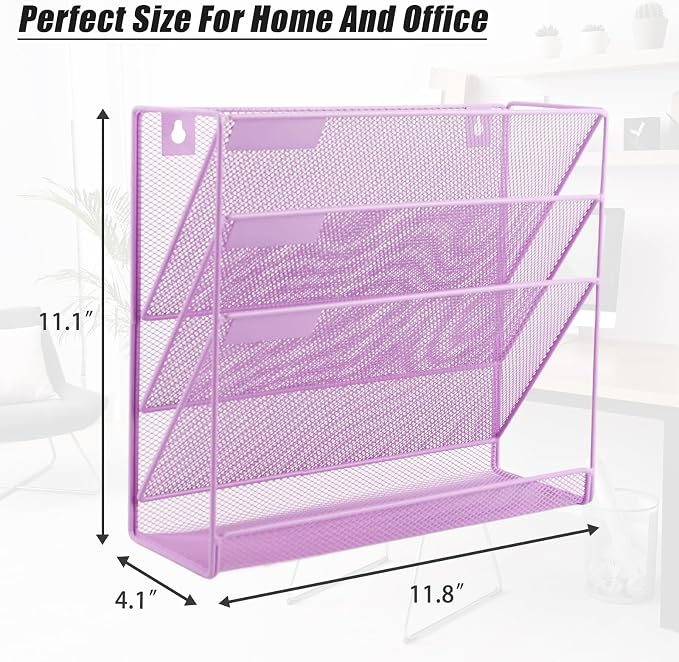 EASEPRES Desk File Organizer Mesh 4-Tier, Hanging Wall Mount Document - Image 2