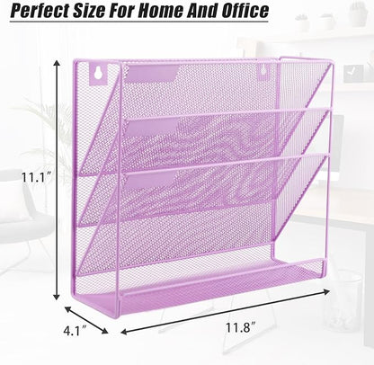EASEPRES Desk File Organizer Mesh 4-Tier, Hanging Wall Mount Document - Image 2