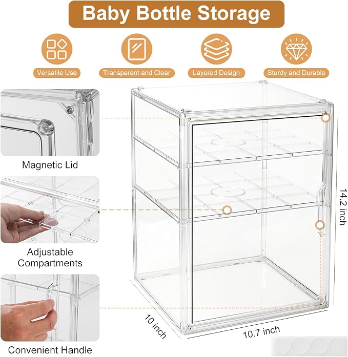 ERTIUANIO Baby Bottle Organizer – 3 Tier Acrylic Bottle Storage Organizer - Image 2