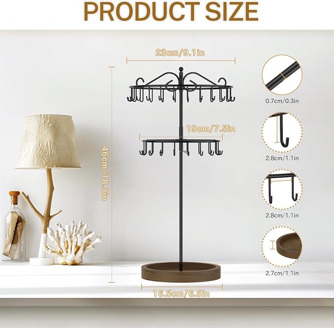 iDavosic.ly 2 Tier Rotating Necklace Holder Organizer - Image 3