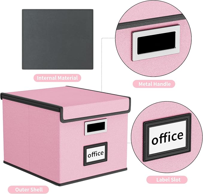 File Organizer Box with Lids, Collapsible File Folder Organizer | File Box with - Image 4