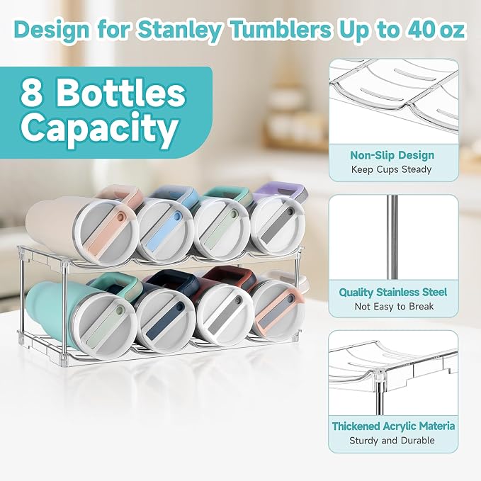Stackable Water Bottle Organizer, Large Compartment Water Bottle Holder - Image 4