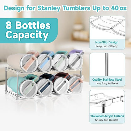 Stackable Water Bottle Organizer, Large Compartment Water Bottle Holder - Image 4