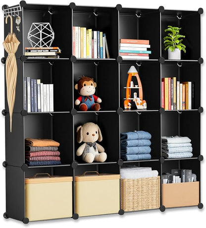 Whitmor 16 Cube Closet Organizers and Storage, Stackable Plastic Closet Shelves by Whitmor
