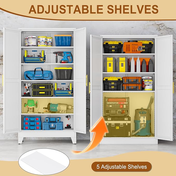 79" White Metal Storage Cabinet - Image 4