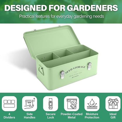 Seed Storage Box Organiser – Green Garden Seeds Tin - Image 4