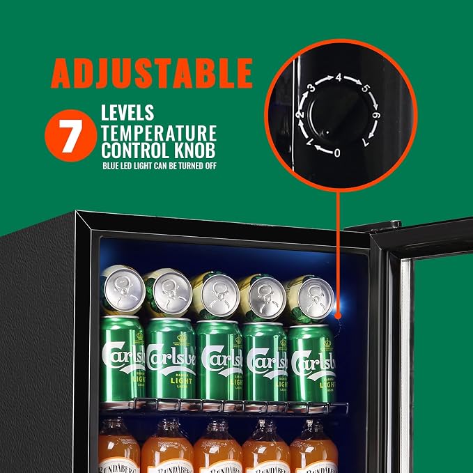 WANAI Mini Fridge Glass Door 58 Cans Beverage Cooler Refrigerator Small Beer - Image 4