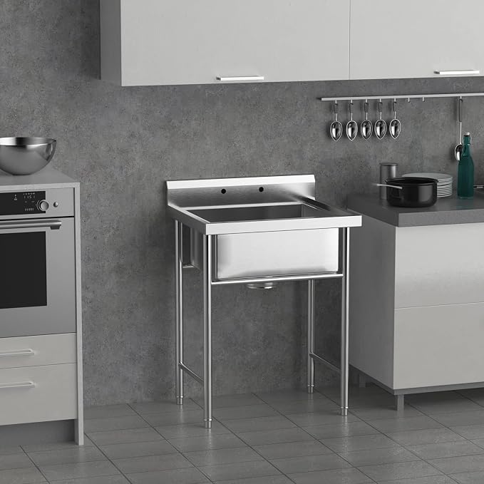 VINGLI Upgraded 28" Free Standing 304 Stainless Steel Utility Sinks - Image 2