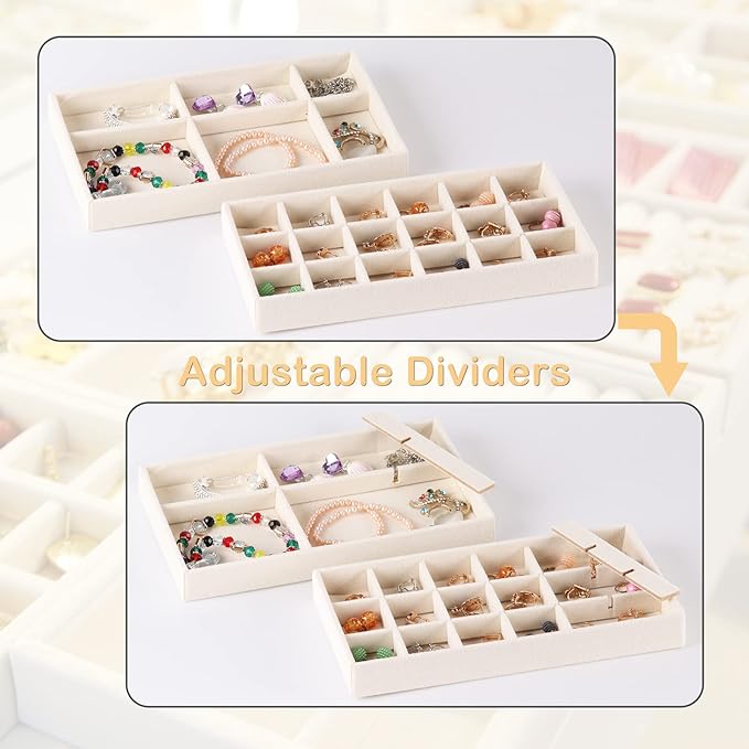 Velvet Jewelry Drawer Organizer Inserts, Earring and Ring Holder Display - Image 3
