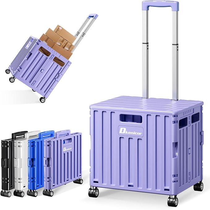 Folding Utility Cart, Portable Rolling Crate Handcart Collapsible Shopping by Dkenicor