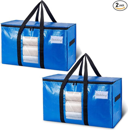 TAILI Extra Large Moving Bags, 2 Pack Blue Heavy Duty Totes by TAILI