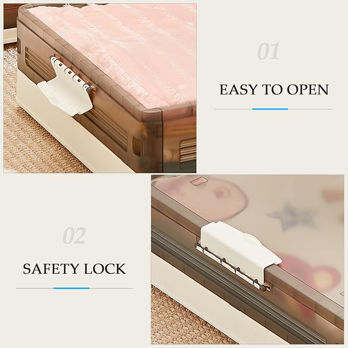 VECELO Under Bed Storage with Wheels, 2 Pack Stackable Under Bed Storage - Image 5