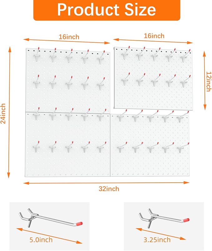 TORACK Metal Pegboard Panels and Hooks - Image 3
