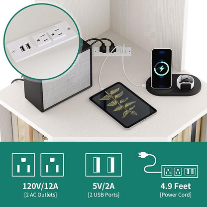YITAHOME Corner Shelf with USB Ports & Outlets | Modern Corner Storage Cabinet - Image 5