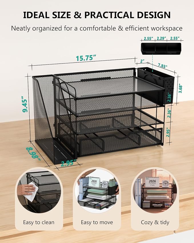 WALI Desk File Organizer, 4 Tier Desktop Paper Letter Tray Organizer - Image 8
