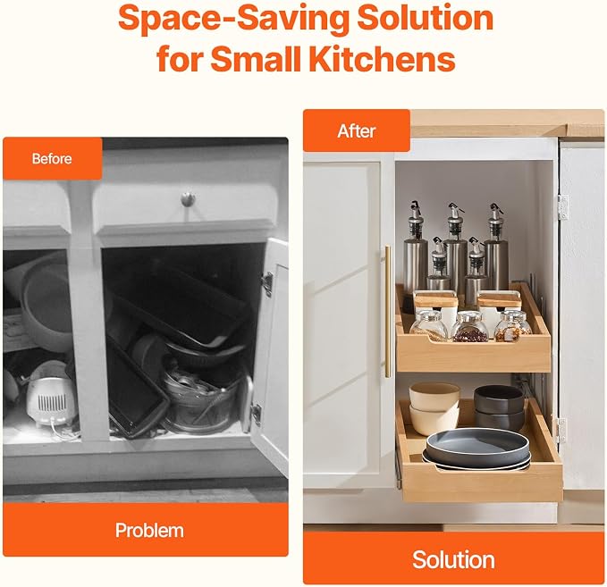 VEVOR 2 Tier Pull Out Cabinet Organizer, Soft Close Slide out Shelf, Heavy-Duty - Image 4