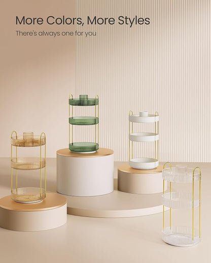 SONGMICS Makeup Organizer, 3-Tier Round Rotating Skincare Organizer Countertop - Image 6