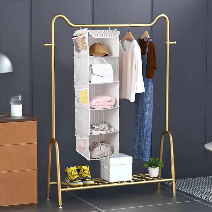 BrilliantJo 5 Shelves Hanging Closet Organizer, 2 Pack Hanging Storage - Image 6
