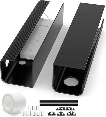 ZhiYo 2 Pack Large Capacity Cable Management Tray 31.5in, Thick PVC Under Desk - Image 6