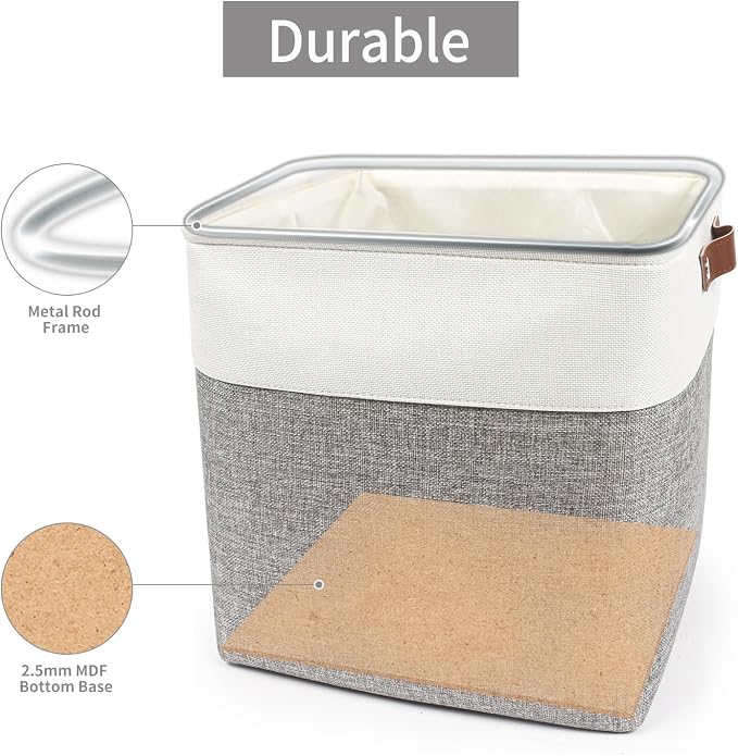 13x13 Cube Storage Bins, Collapsible Fabric Storage Box, 4 Pack Closet Baskets - Image 4