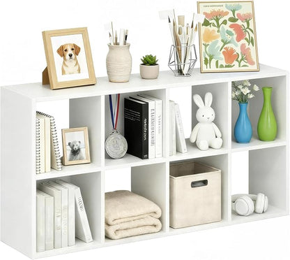 8-Cube Storage Organizer Shelf, Open Cube Bookshelf, Reversible Bookcase by SageNest