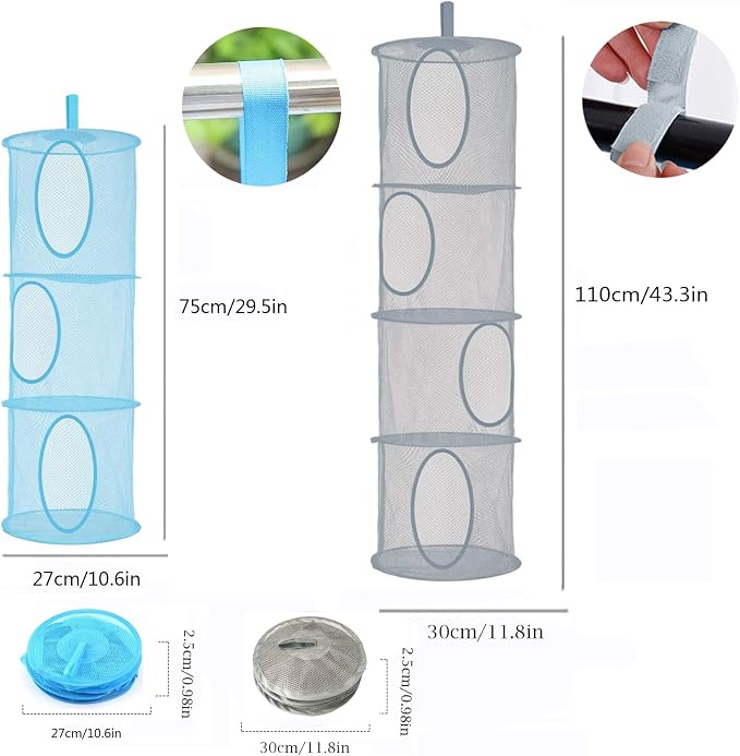 2pcs Hanging Mesh Storage Organizer Bag Foldable Space Saving Organizer - Image 2