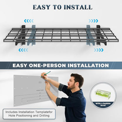 2 Pack Heavy Duty Garage Wall Shelving Set, Wall Mounted Garage Shelves 500lbs - Image 4