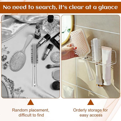 2pcs Acrylic Hair Brush Holder for Bathroom Adhesive Hair Tool Organizer - Image 3