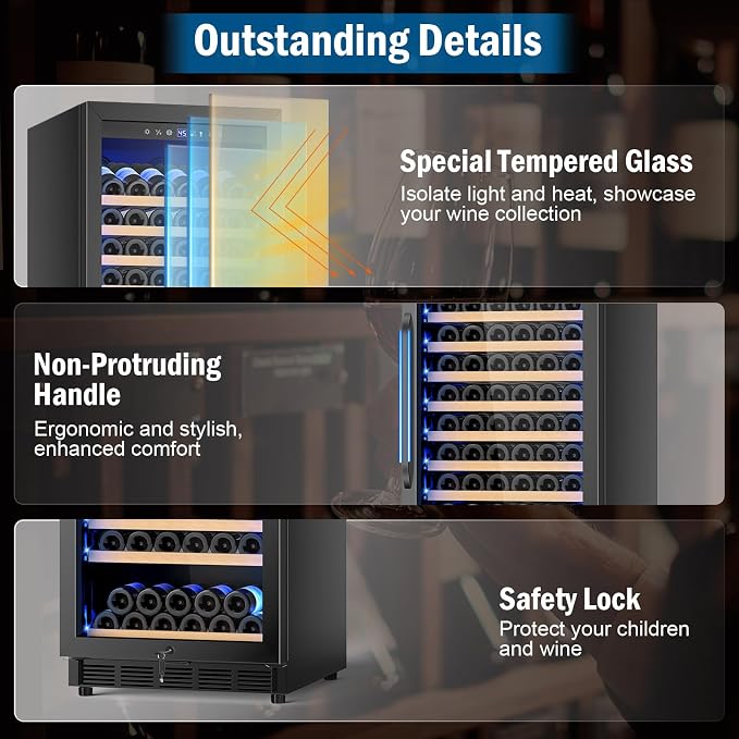 Wine Fridge 24 Inch, 190 Bottles Freestanding or Built-in Wine Cooler - Image 7