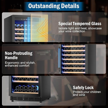 Wine Fridge 24 Inch, 190 Bottles Freestanding or Built-in Wine Cooler - Image 7