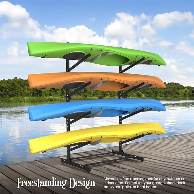 Adjustable Kayak Storage Rack, Freestanding Sup Storage Stand, Weatherproof - Image 7