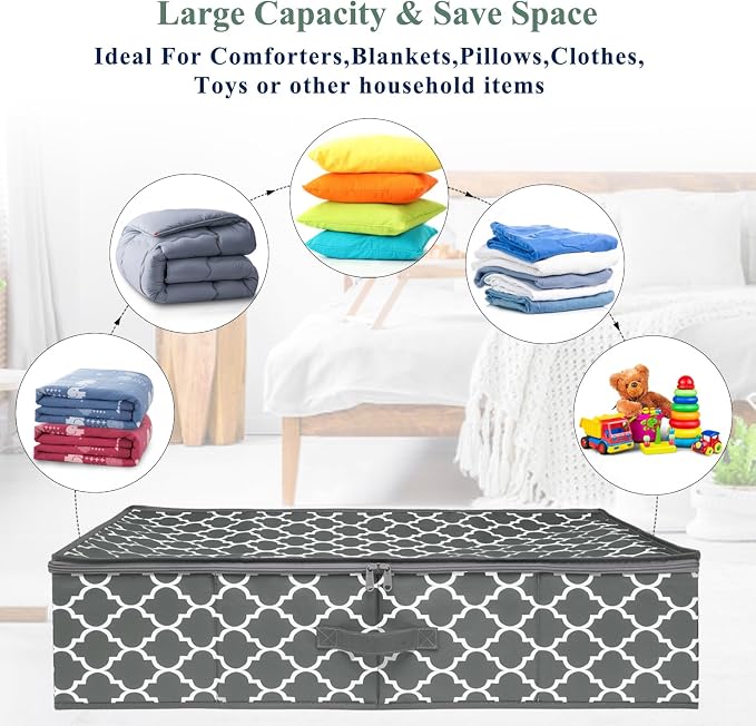 punemi Under Bed Storage, Thick Fabric Storage Containers Drawers - Image 4