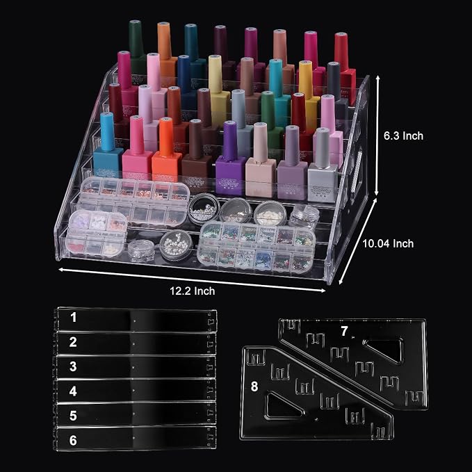 SUTOKAKA 6-Tier Clear Acrylic Nail Polish Organizer Stand | 6-tier acrylic - Image 6