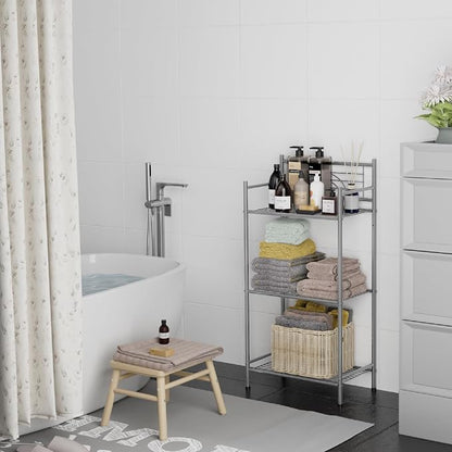 LEEDA 3-Tier Metal Shelving Unit, Sturdy Bathroom Storage Shelf & Free Standing - Image 5